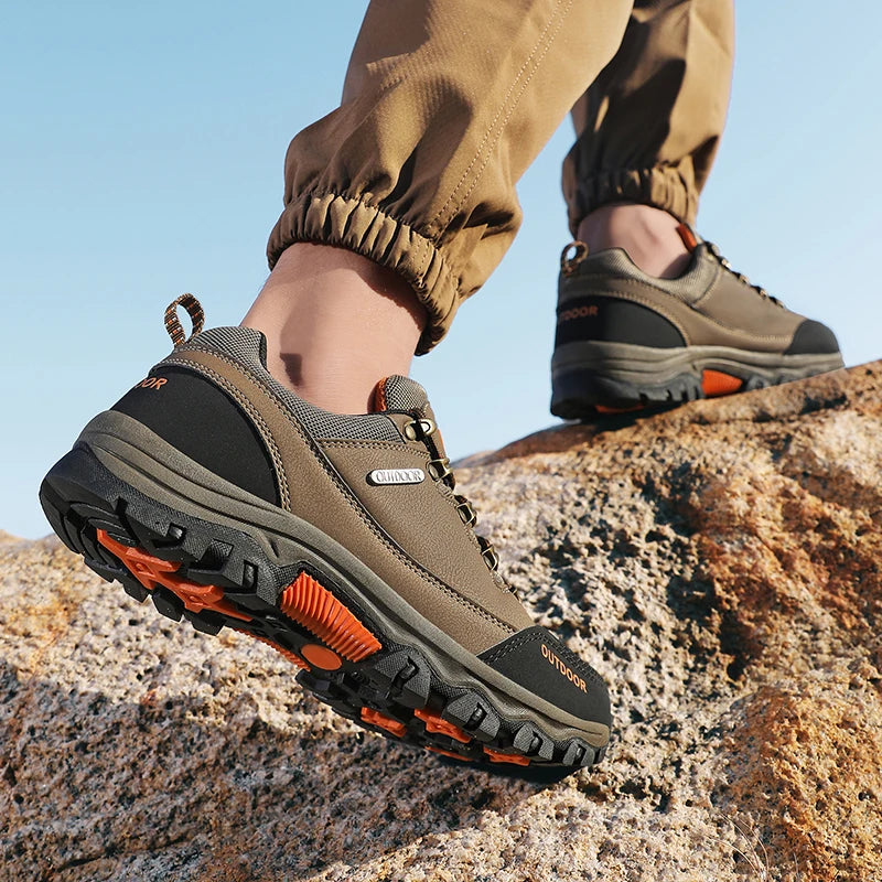Men’s Waterproof Hiking Shoes – Low-Top Leather Boots | Outdoor Trekking, Walking & Trail Running Sneakers - Cast And Catch
