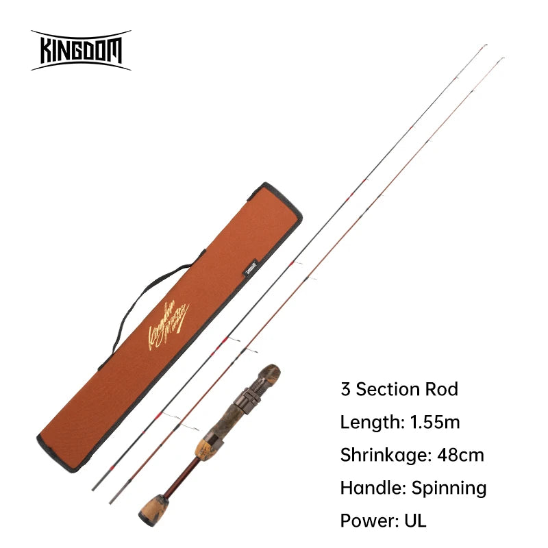 Kingdom Micro Monster Rod – 1.55m | Casting/Spinning | FUJI Guides | UL Power | Portable Travel Trout Fishing - Cast And Catch