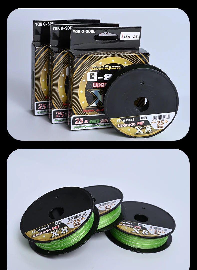 YGK PE G-SOUL X8 Braid Fishing Line – 8-Strand Multifilament | Super Strong | 150/200m | 14–60lb | Made in Japan - Cast And Catch