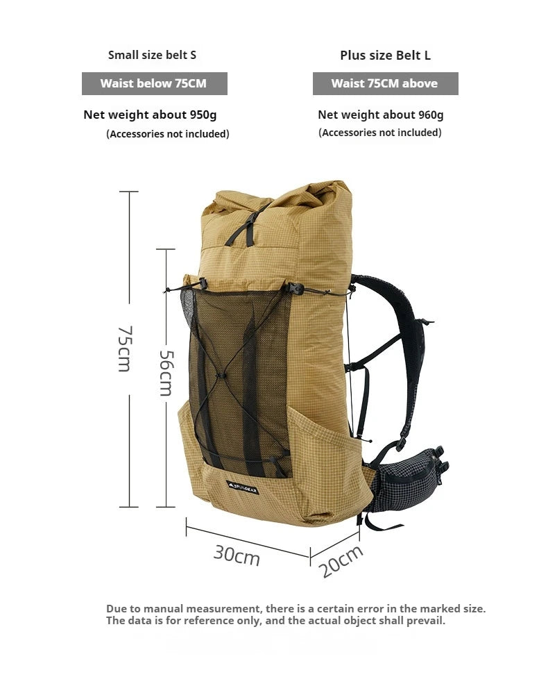 3F UL GEAR TianShan Backpack – 35+10L Ultralight | 70D/210D Dyneema | Large Capacity, Waterproof | Outdoor Camping, Hiking & Climbing - Cast And Catch