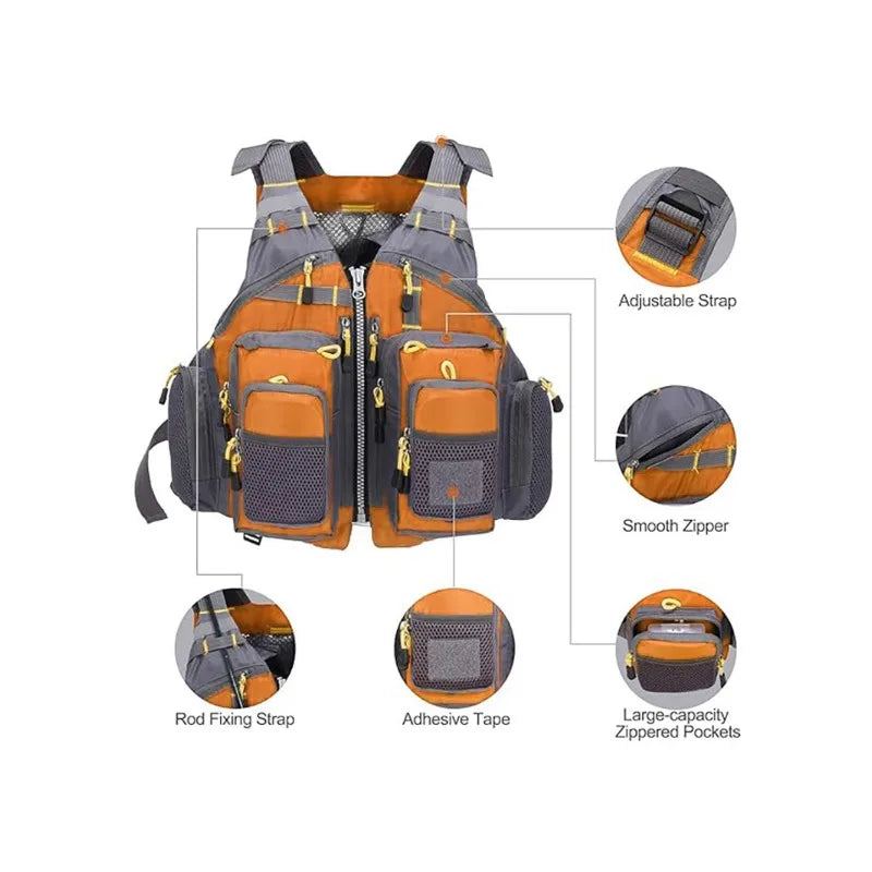Adjustable Fly Fishing Vest – Unisex | Breathable Mesh Fabric | Quick-Drying | Outdoor & Fishing Activities - Cast And Catch