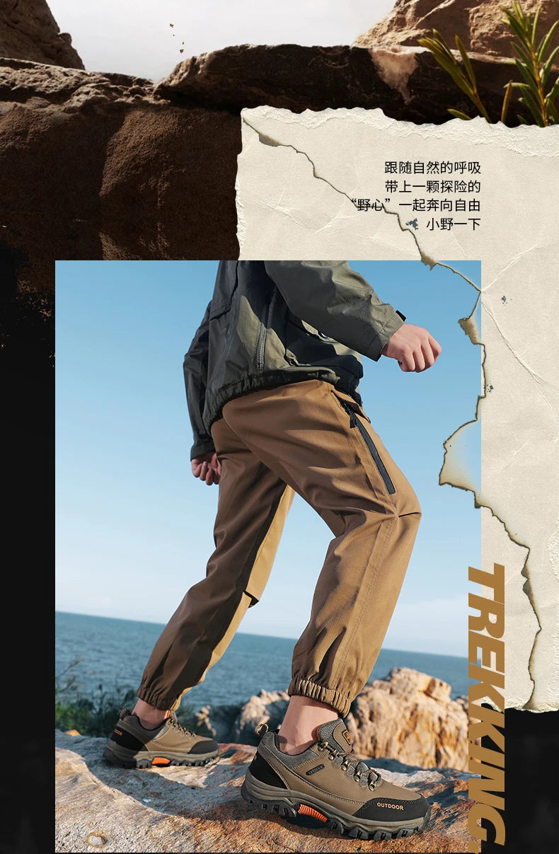 Men’s Waterproof Hiking Shoes – Low-Top Leather Boots | Outdoor Trekking, Walking & Trail Running Sneakers - Cast And Catch