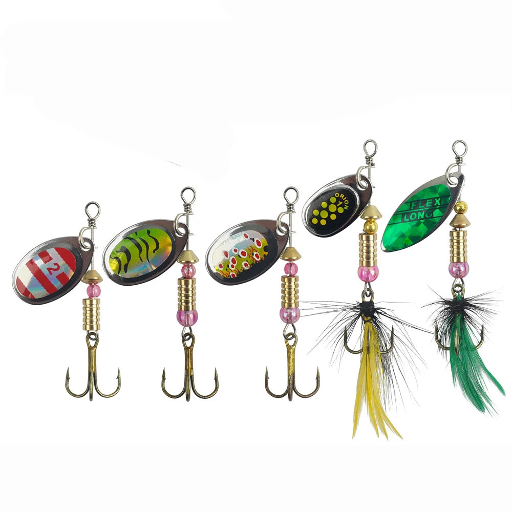 5/10/16pcs Spinner Lures – Spoon Bait | Feather Treble Hooks | Pike, Trout, Salmon & Bass - Cast And Catch