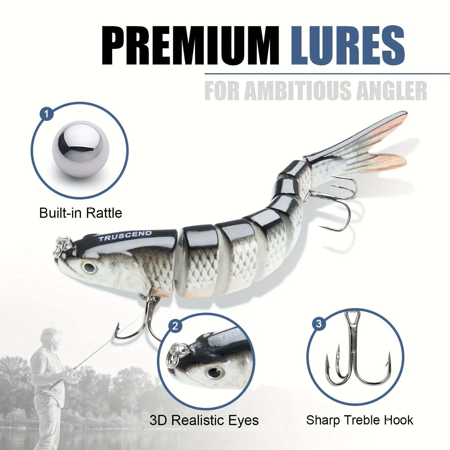 3/5pcs Fishing Lures – Realistic Bass | Slow-Sinking | Freshwater & Saltwater - Cast And Catch