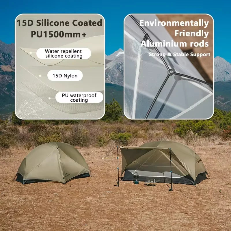 Naturehike Mongar UL Tent – 1–2 Person Ultralight Camping Tent | 15D Waterproof Shelter for Outdoor Hiking & Backpacking - Cast And Catch