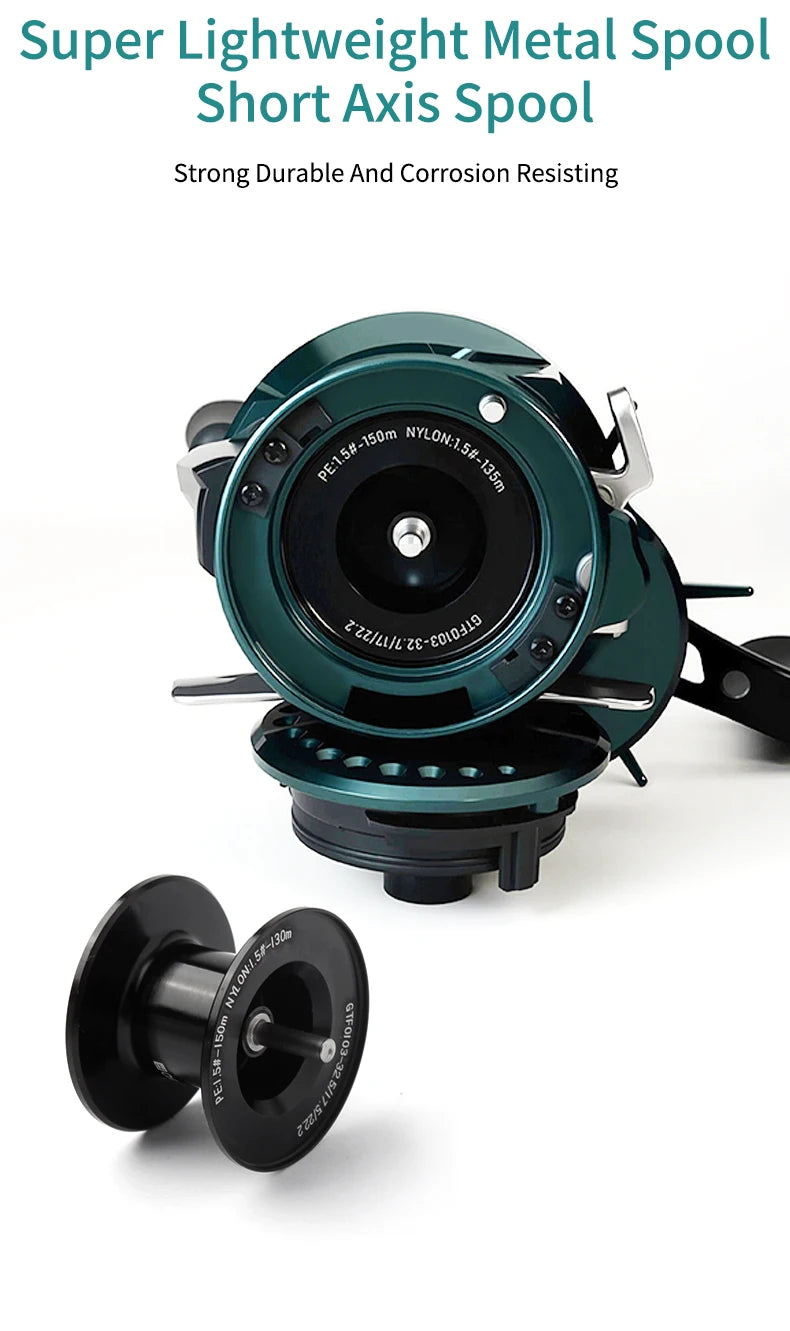 Umi Cast Drum Reel – DK150/DK20 | 7.5:1 Gear Ratio | 7/15kg Drag | Baitcasting | 12+1BB | Aluminum Alloy Handle - Cast And Catch