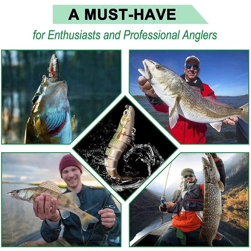 Multi-Jointed Swimbait Lure – Crank Bait | Slow Sinking Bionic Artificial | Freshwater & Saltwater | Trout & Bass - Cast And Catch