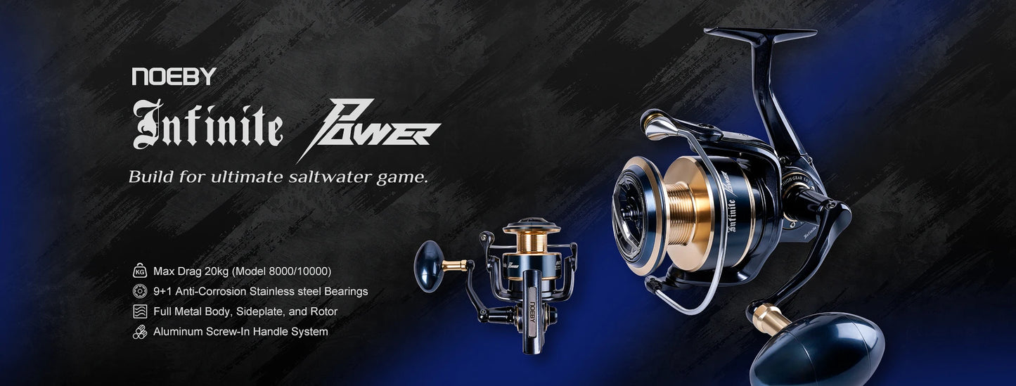 Noeby Infinite Spinning Reel – 14000/20000 Series | Stainless Gear | Sealed Waterproof | Heavy-Duty Sea Fishing - Cast And Catch