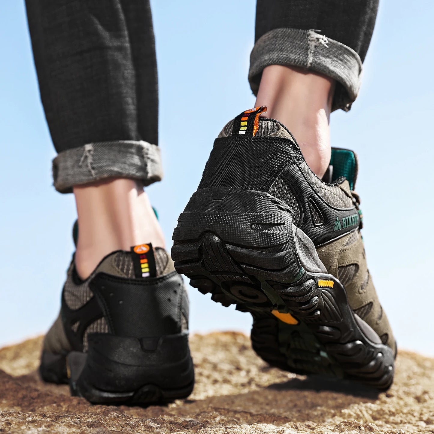 HIKEUP Men’s Hiking Shoes – Suede Leather | Wear-Resistant Outdoor Trekking, Walking & Hunting Tactical Sneakers - Cast And Catch