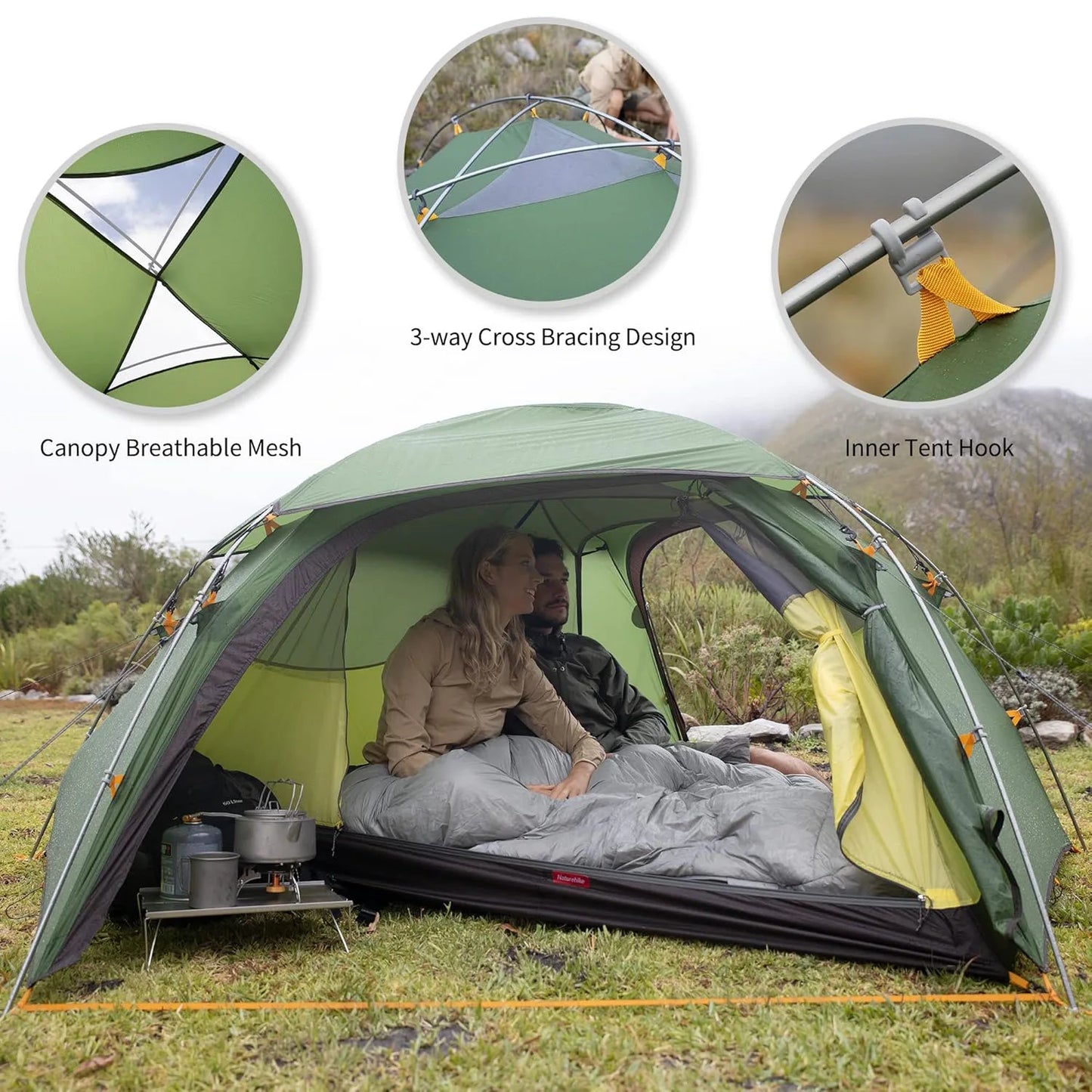 Naturehike Cloud Peak 2 Tent – Ultralight, Waterproof | 4-Season Backpacking & Camping Tent for 2-3 People | T-Zipper - Cast And Catch