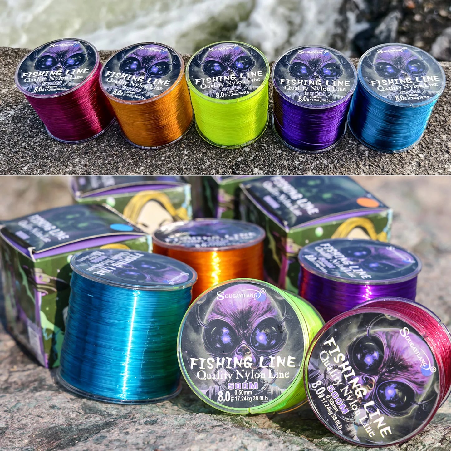 Sougayilang 500m Nylon Fishing Line – 7–38lb Max Drag | Super Strong | Japan Monofilament | Freshwater & Saltwater - Cast And Catch