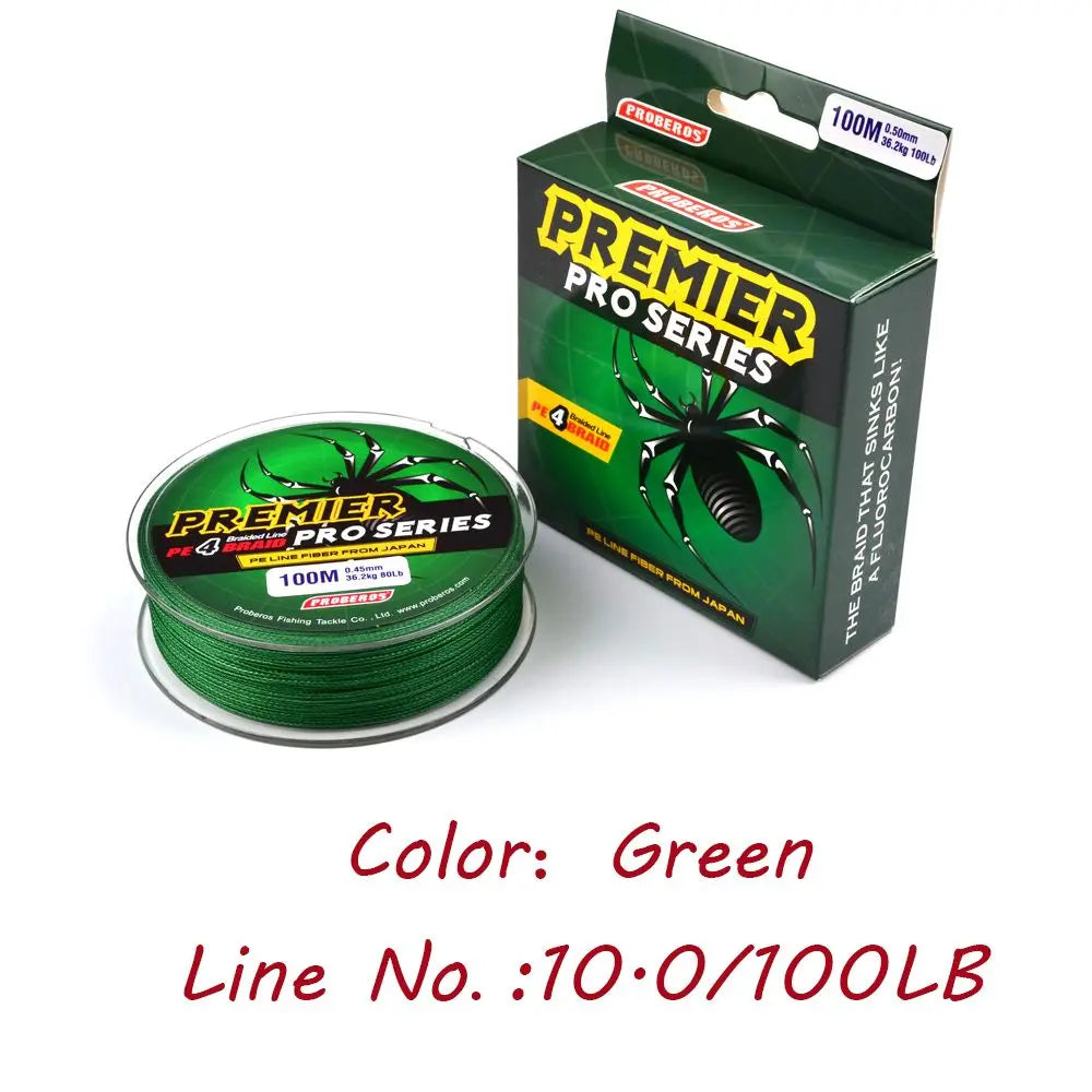100m 4-Strand PE Braided Fishing Line – Multifilament | Strong, Durable & Portable | Sea Fishing Tackle Wire - Cast And Catch