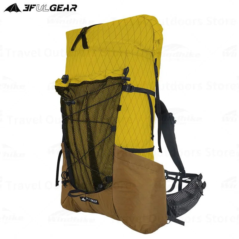 3F UL GEAR YUE Waterproof Backpack – 45+10L Ultralight | 1.1kg XPAC/UHMWPE | Rapid Adjustable, Large Capacity for Camping & Travel - Cast And Catch