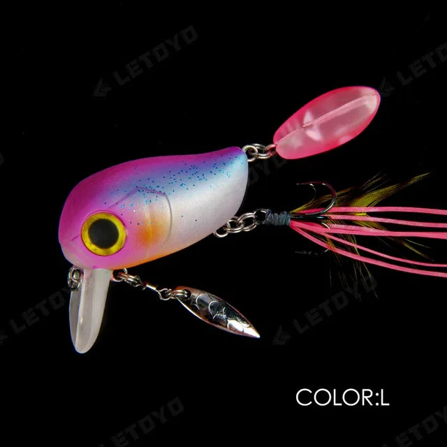 Micro Tappy Fishing Lure – Artificial Hard Bait Crank Wobbler | Tongue Plate Spinning Spoon with Feather | Trout Bait - Cast And Catch