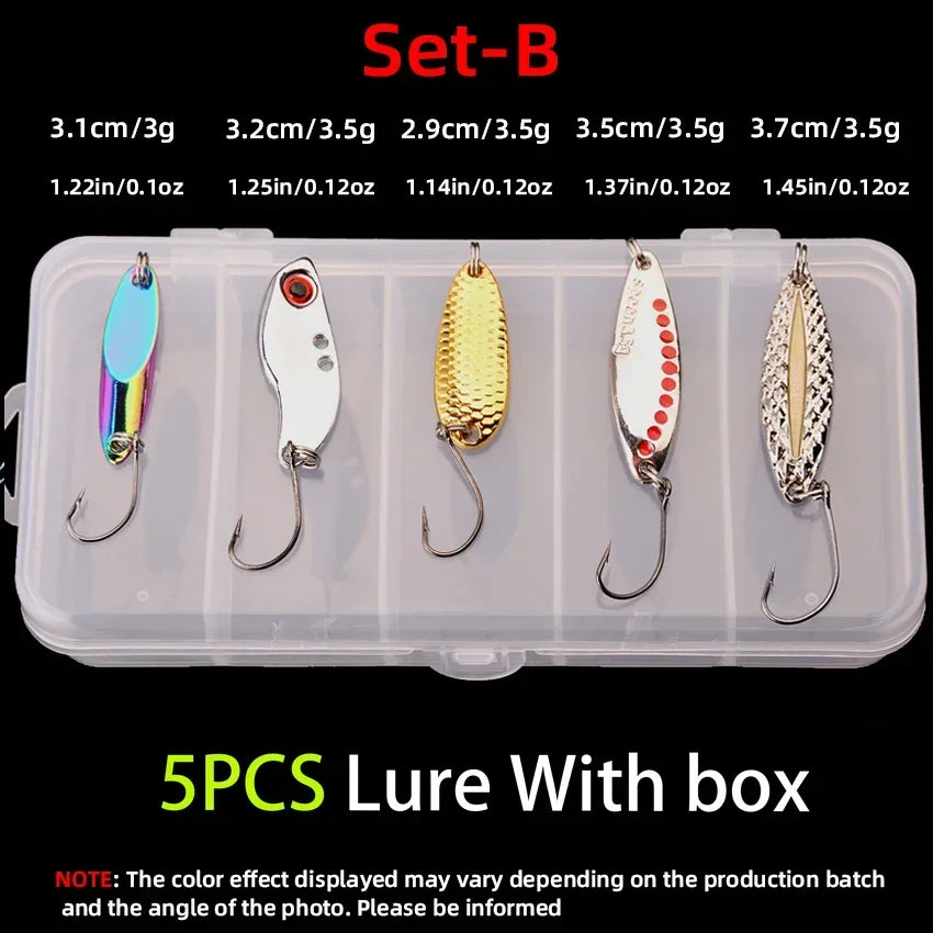 5pcs Wobbler Lure Set – 3/10/15g | Metal VIB | Sinking Hard Lures | Sea Fishing Artificial Bait - Cast And Catch