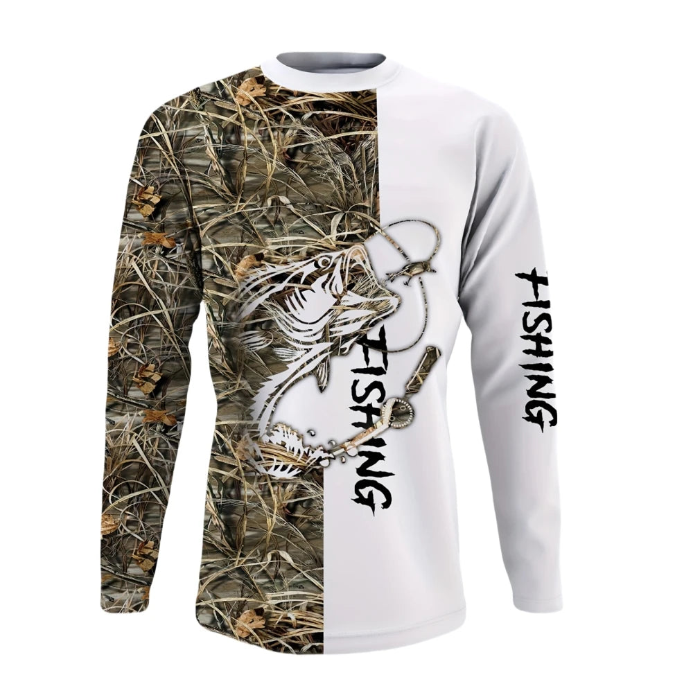 Men’s Long Sleeve Fishing T-Shirt – Autumn Streetwear | Crew Neck Pullover | Casual Outdoor Clothing - Cast And Catch