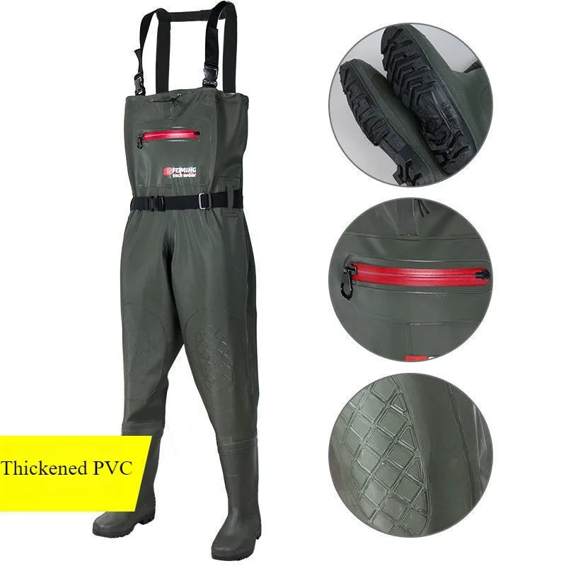 Fishing Waders Jumpsuit – Waterproof Nylon One-Piece with Boots | Fly Fishing Overalls & Hunting Suit - Cast And Catch