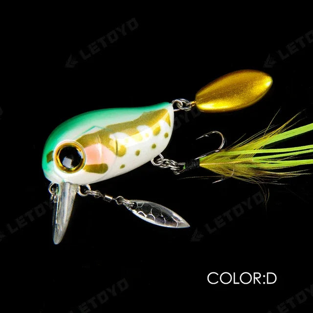 Micro Tappy Fishing Lure – Artificial Hard Bait Crank Wobbler | Tongue Plate Spinning Spoon with Feather | Trout Bait - Cast And Catch