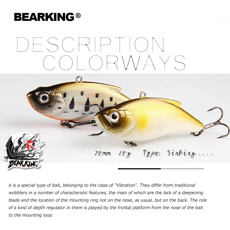 BEARKING Wobbler Lure – 7.5cm, 15g | Hard Crankbait | Artificial Bait for Pike, Bass & Trout - Cast And Catch