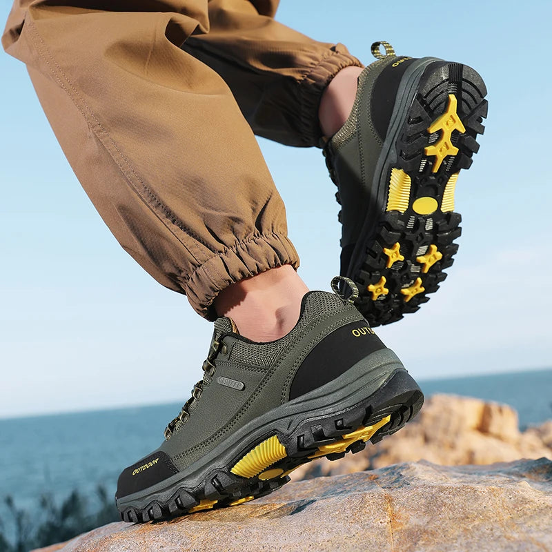 Men’s Waterproof Hiking Shoes – Low-Top Leather Boots | Outdoor Trekking, Walking & Trail Running Sneakers - Cast And Catch