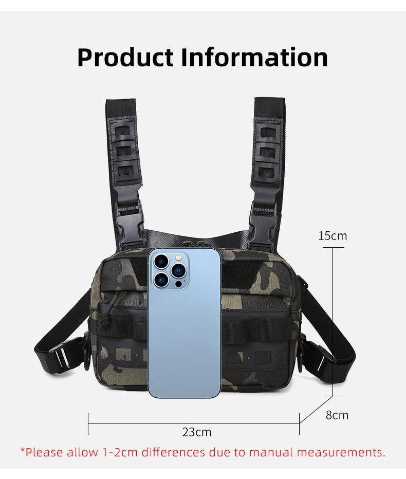 Men’s Camo Fishing Vest Bag – Utility Tackle Chest Pack | Waist Bag for Outdoor, Mountaineering, Camping, Hiking & Hunting - Cast And Catch