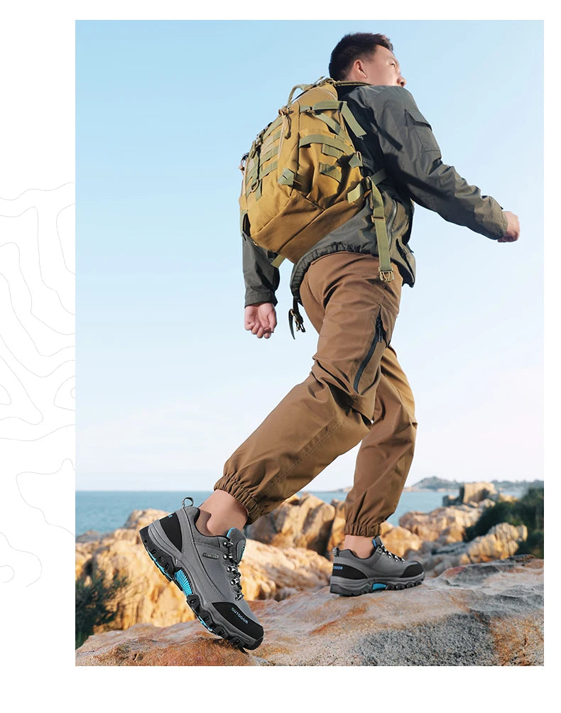 Men’s Waterproof Hiking Shoes – Low-Top Leather Boots | Outdoor Trekking, Walking & Trail Running Sneakers - Cast And Catch