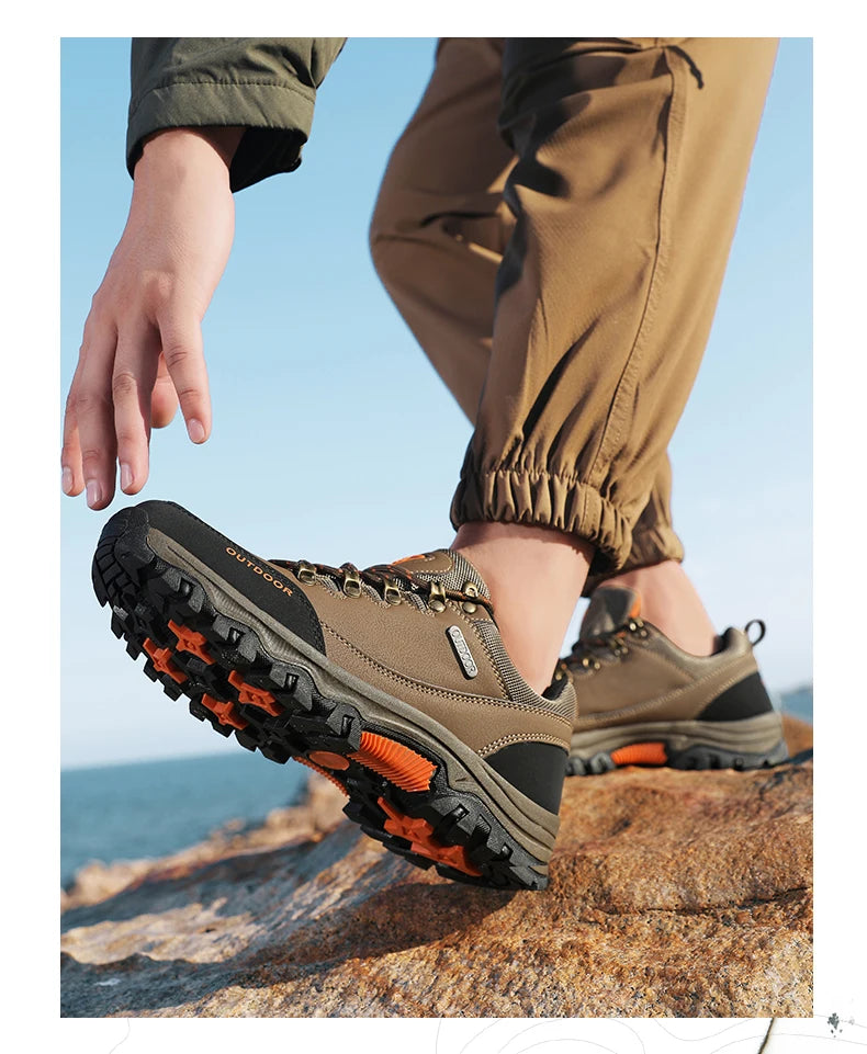 Men’s Waterproof Hiking Shoes – Low-Top Leather Boots | Outdoor Trekking, Walking & Trail Running Sneakers - Cast And Catch