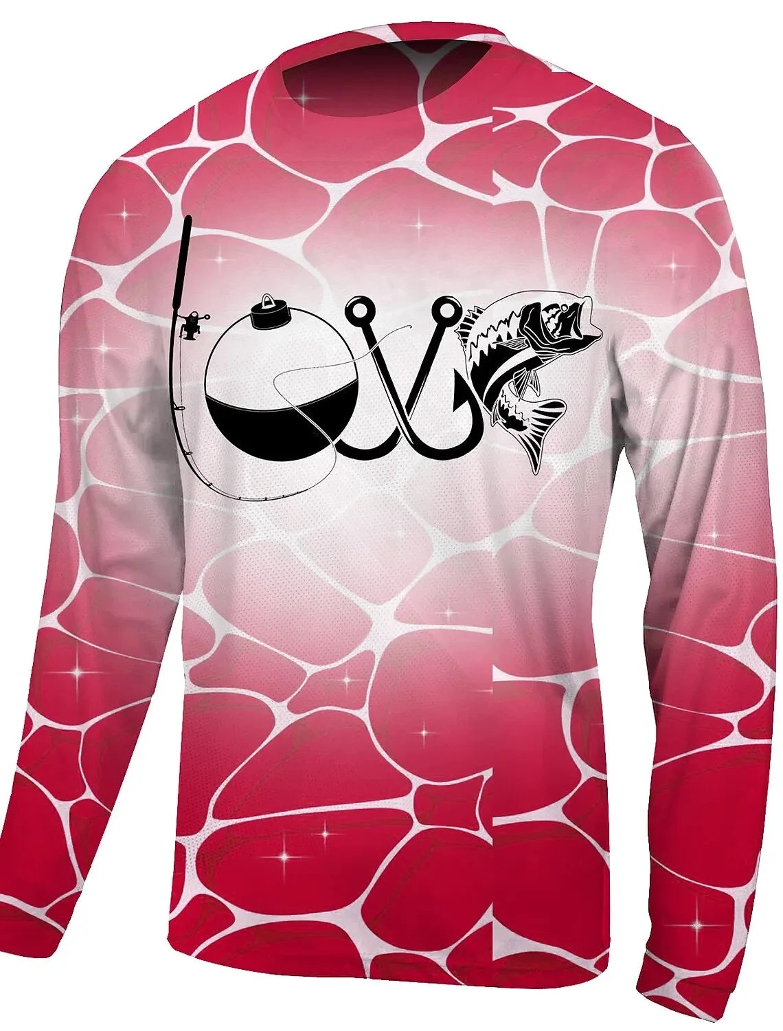 Men’s Outdoor Fishing T-Shirt – Long Sleeve Cotton | Funny Fish Print | Casual O-Neck Loose Pullover - Cast And Catch