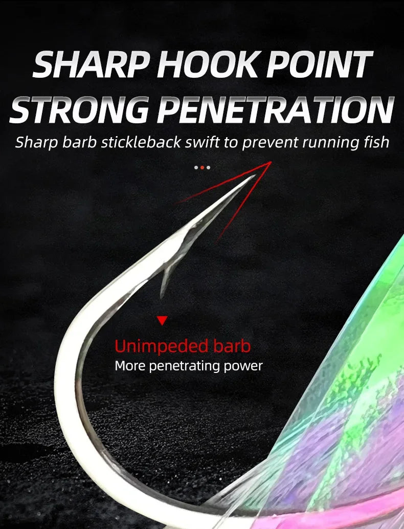 5-Hook Sabiki Rig – Real Fish Skin | Glow-in-the-Dark Flash | Saltwater Bait Rig for Mackerel - Cast And Catch