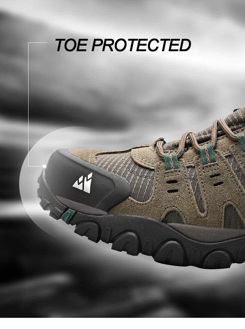 HIKEUP Men’s Hiking Shoes – Suede Leather | Wear-Resistant Outdoor Trekking, Walking & Hunting Tactical Sneakers - Cast And Catch