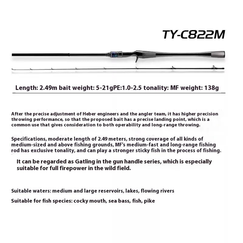 Haibo 2.5m Lightweight High-Elastic Carbon Fiber Fishing Rod | Long-Distance Lure Fishing | Reservoir & Lake Use - Cast And Catch