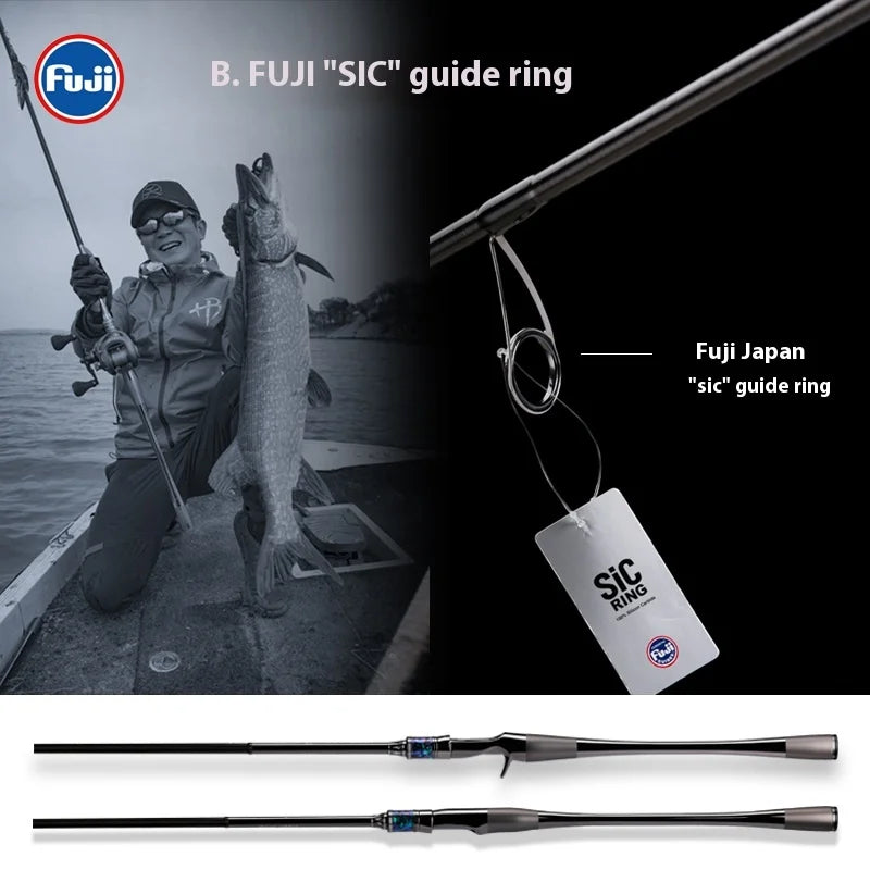 Haibo 2.5m Lightweight High-Elastic Carbon Fiber Fishing Rod | Long-Distance Lure Fishing | Reservoir & Lake Use - Cast And Catch