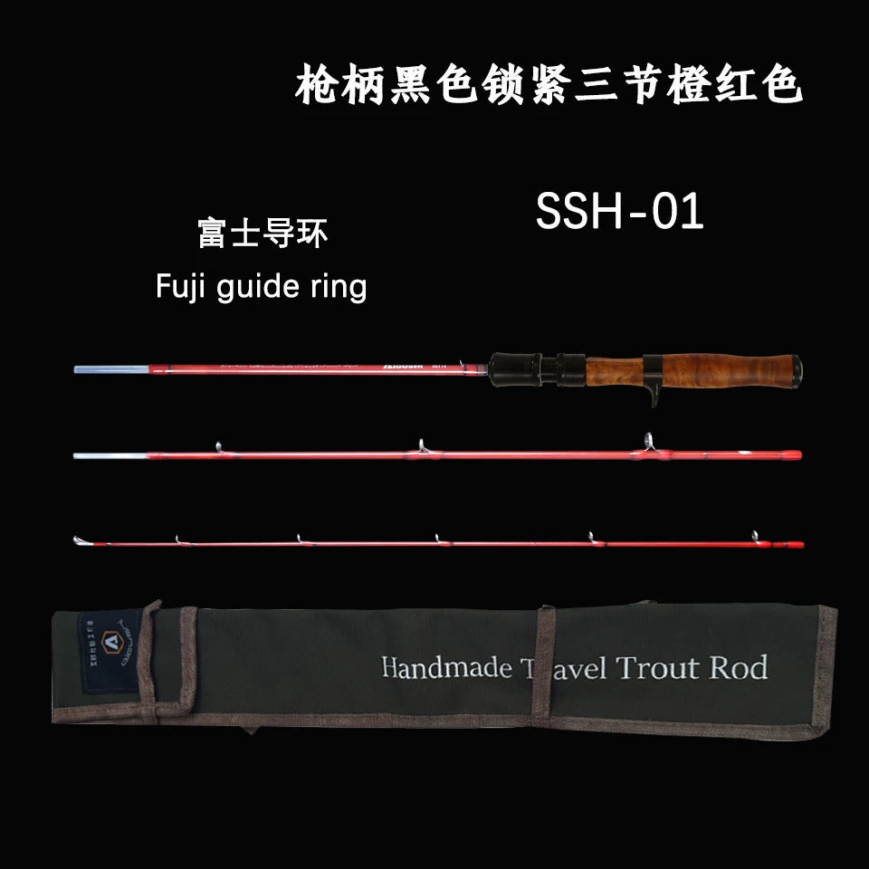 Aioushi Fully Hollow Multi-Section UD Fiberglass Trout Rod | Handcrafted Solid Wood Handle | Portable - Cast And Catch