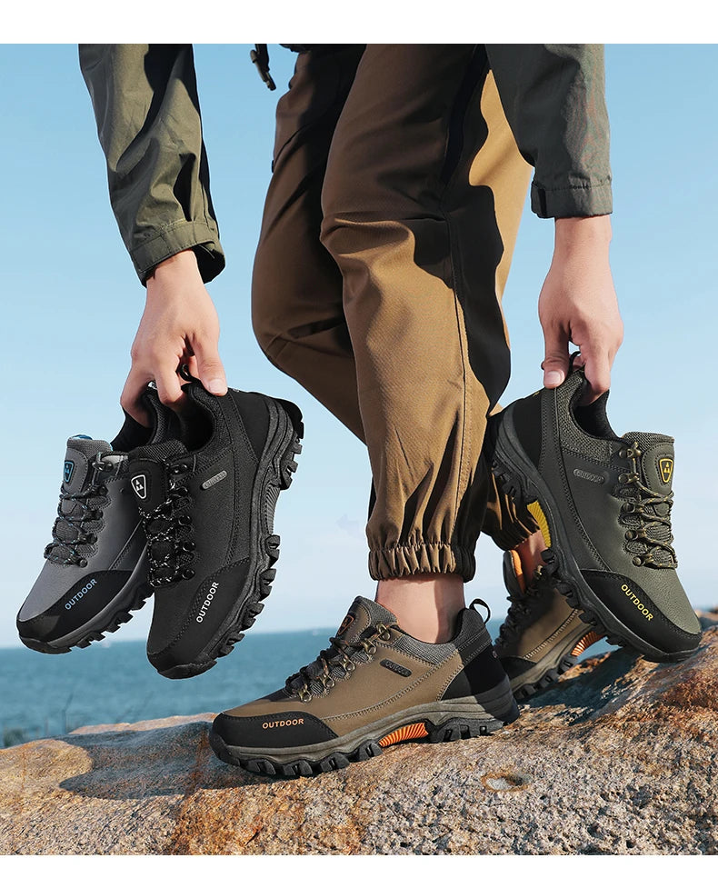 Men’s Waterproof Hiking Shoes – Low-Top Leather Boots | Outdoor Trekking, Walking & Trail Running Sneakers - Cast And Catch