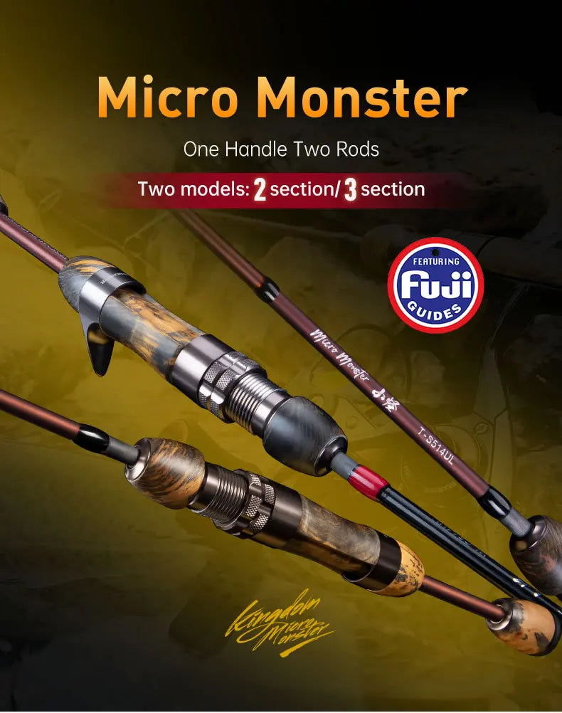 Kingdom Micro Monster Rod – 1.55m | Casting/Spinning | FUJI Guides | UL Power | Portable Travel Trout Fishing - Cast And Catch