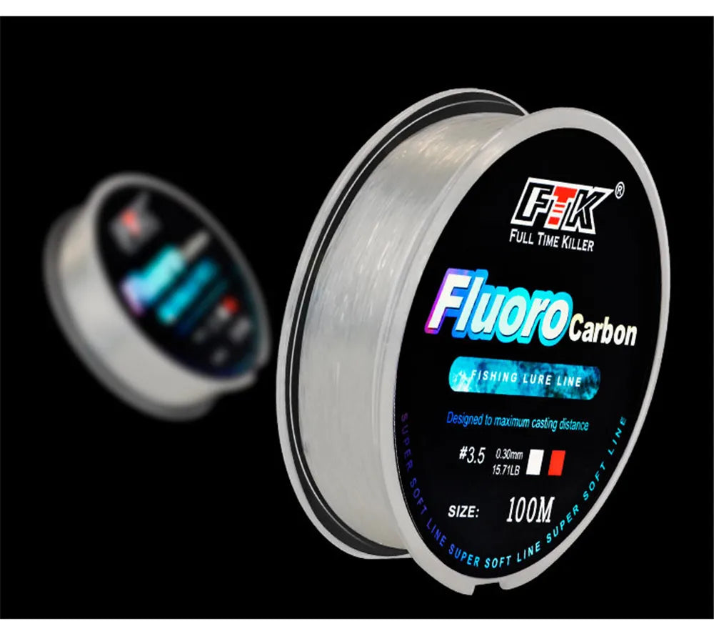 100m Fluorocarbon Fishing Line – Carbon Fiber | Bait & Fly Fishing | Sea & Wild Fishing | Outdoor Accessories & Tools - Cast And Catch