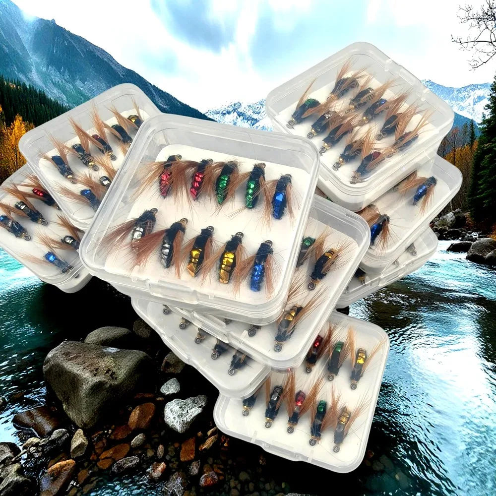Fly Fishing Lure Set – 10/30/50pcs Handmade Flies | Assorted Artificial Bait with Sharp Hooks for Bass, Trout & Salmon - Cast And Catch