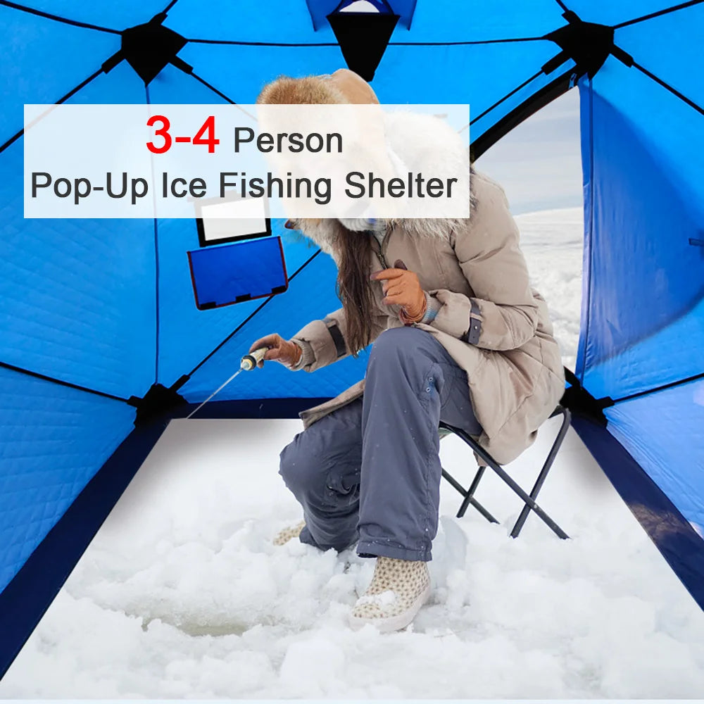 Easy Set-Up Winter Ice Fishing Tent – Portable Shelter | Waterproof & Windproof | Winter Fishing Equipment - Cast And Catch