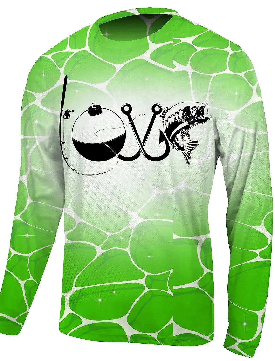 Men’s Outdoor Fishing T-Shirt – Long Sleeve Cotton | Funny Fish Print | Casual O-Neck Loose Pullover - Cast And Catch