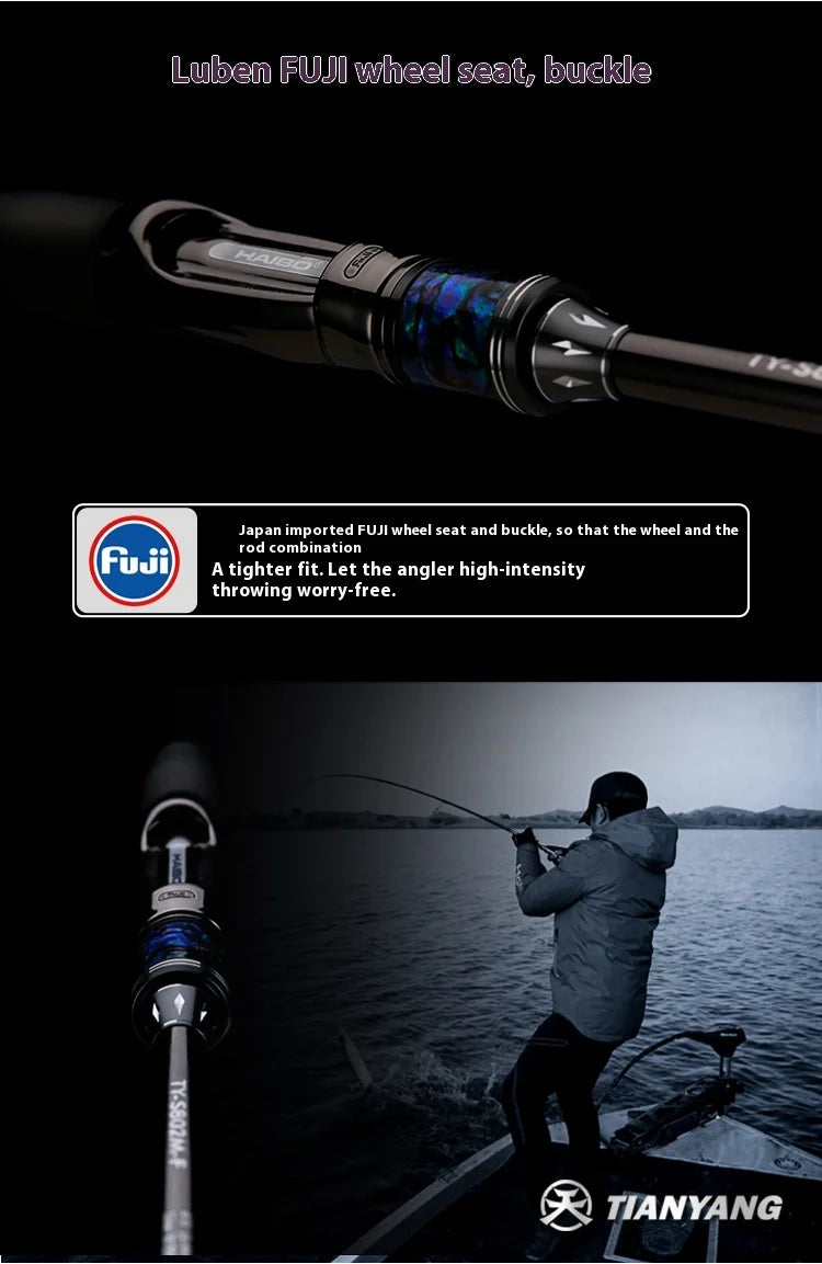 Haibo 2.5m Lightweight High-Elastic Carbon Fiber Fishing Rod | Long-Distance Lure Fishing | Reservoir & Lake Use - Cast And Catch
