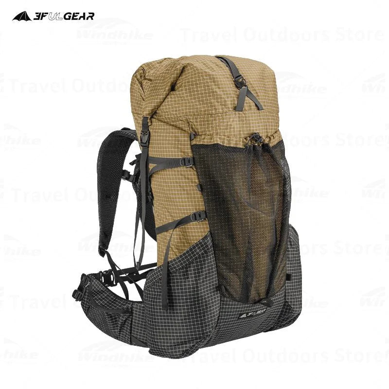 3F UL GEAR YUE Waterproof Backpack – 45+10L Ultralight | 1.1kg XPAC/UHMWPE | Rapid Adjustable, Large Capacity for Camping & Travel - Cast And Catch
