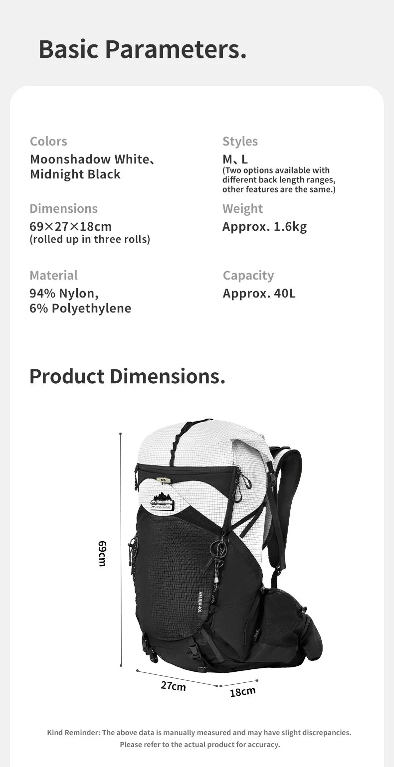 Naturehike 2025 Hiking Backpack – 40L Large Capacity | Ergonomic Design | Waterproof with Raincover | Travel & Trekking Bag - Cast And Catch
