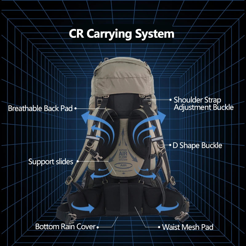 Naturehike Mountain Backpack – 70L | Men’s Waterproof Outdoor Hiking & Climbing Bag | Large Capacity Travel Shoulder Bag - Cast And Catch
