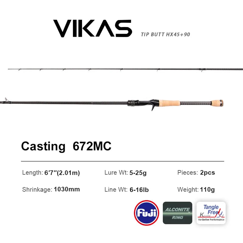 VIKAS Spinning/Casting Rod – Lure Rod | F/XF Action | High Carbon | Fuji Guides & Reel Seat | Bass & Pike - Cast And Catch