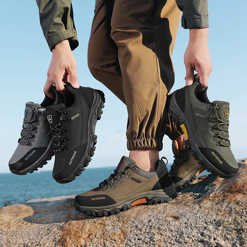 Men’s Waterproof Hiking Shoes – Low-Top Leather Boots | Outdoor Trekking, Walking & Trail Running Sneakers - Cast And Catch