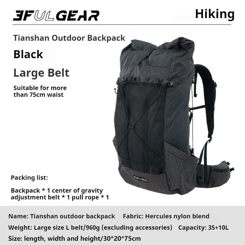 3F UL GEAR TianShan Backpack – 35+10L Ultralight | 70D/210D Dyneema | Large Capacity, Waterproof | Outdoor Camping, Hiking & Climbing - Cast And Catch