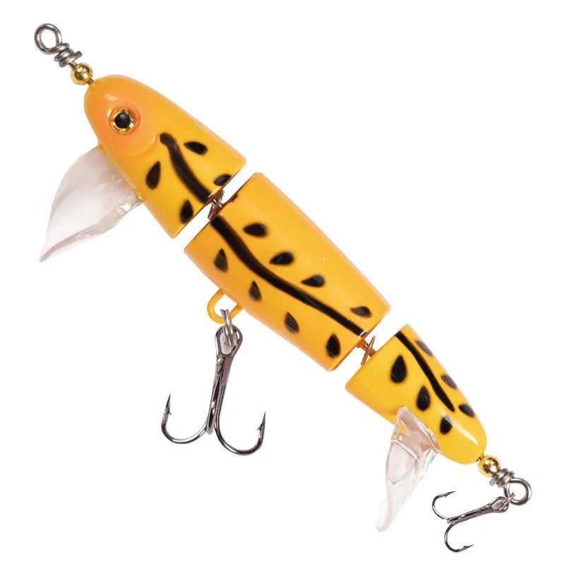 Topwater 3-Section Fishing Lure – Sea Bass Crankbait Minnow | Floating | Freshwater & Saltwater | Catfish & Pike - Cast And Catch