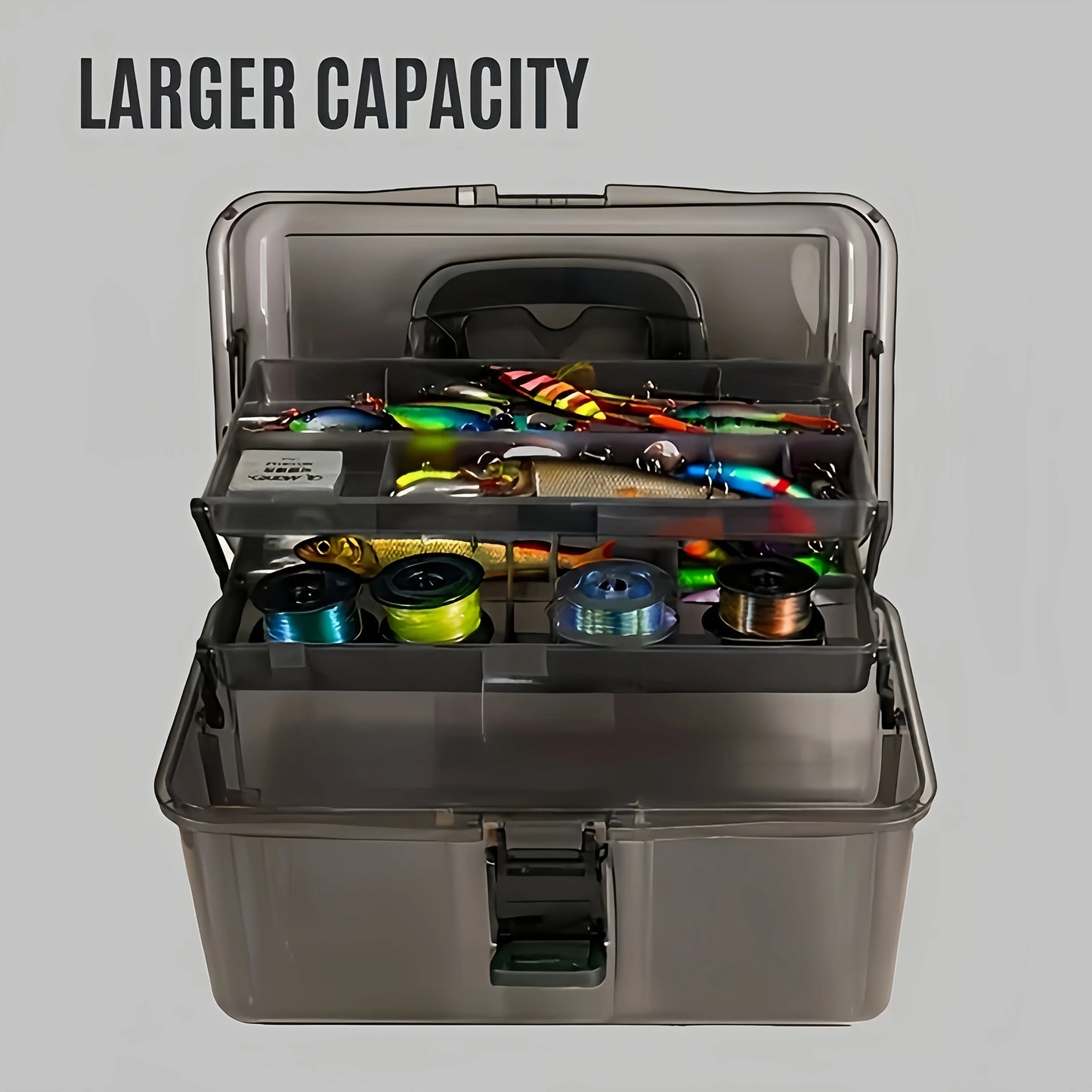 3-Layer Large Tackle Box – Plastic Portable Storage | Fishing Tool Organizer with Handle | Also for Art, Craft, Office & Car - Cast And Catch