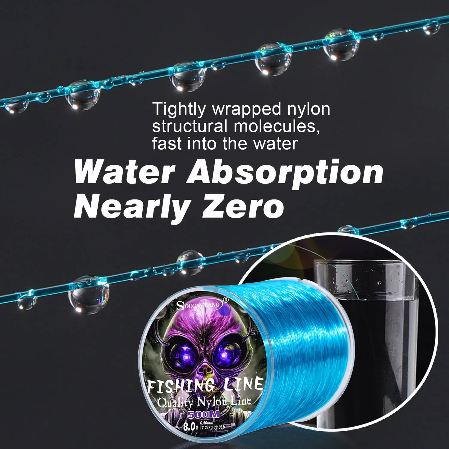 Sougayilang 500m Nylon Fishing Line – 7–38lb Max Drag | Super Strong | Japan Monofilament | Freshwater & Saltwater - Cast And Catch