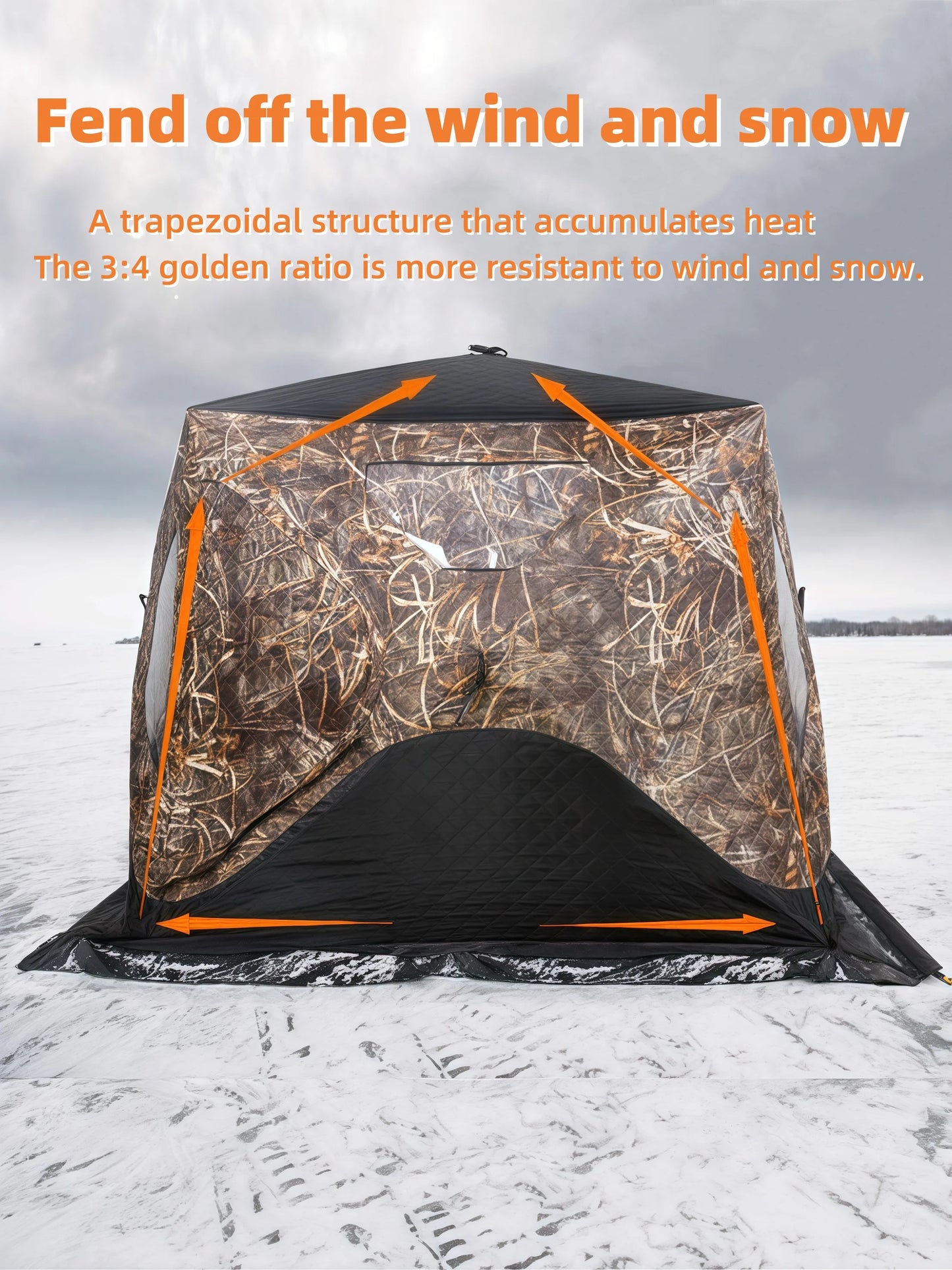 Outdoor Ice Fishing Tent – Thickened Cotton | Snowproof Winter Tent | 3–4 Person with Chimney Opening - Cast And Catch